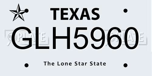 GLH5960 Texas License Plate