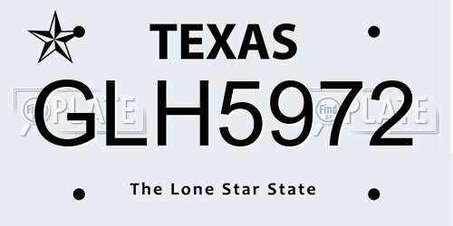 GLH5972 Texas License Plate