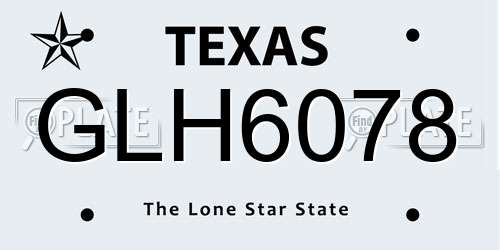 GLH6078 Texas License Plate