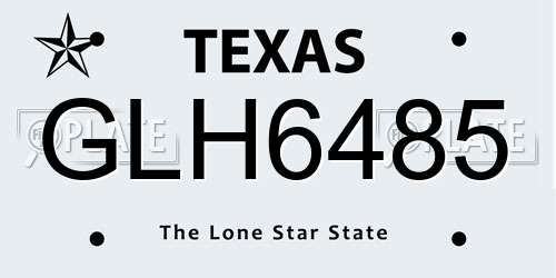 GLH6485 Texas License Plate