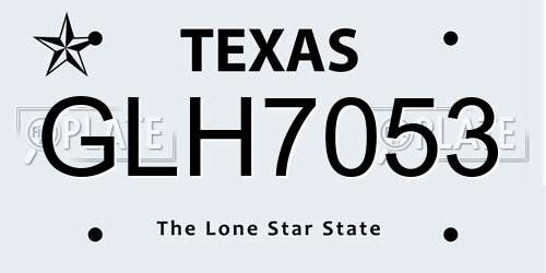 GLH7053 Texas License Plate