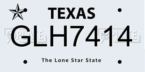 GLH7414 Texas License Plate