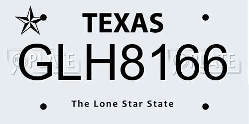 GLH8166 Texas License Plate