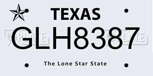 GLH8387 Texas License Plate