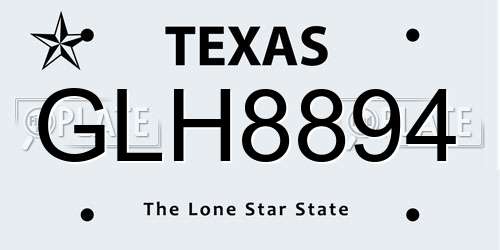 GLH8894 Texas License Plate