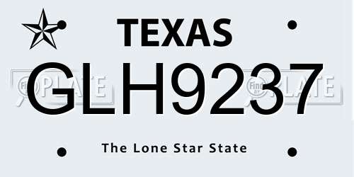 GLH9237 Texas License Plate