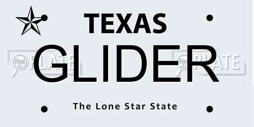 GLIDER Texas License Plate