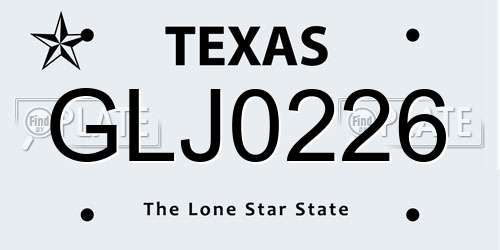 GLJ0226 Texas License Plate