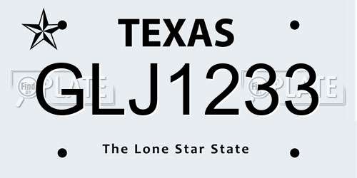 GLJ1233 Texas License Plate