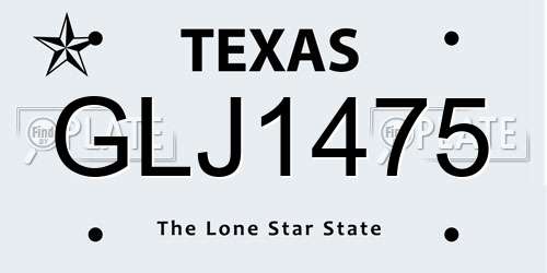 GLJ1475 Texas License Plate
