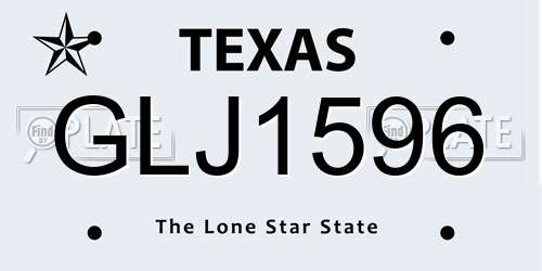 GLJ1596 Texas License Plate