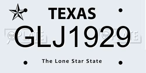 GLJ1929 Texas License Plate