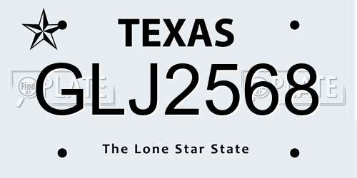 GLJ2568 Texas License Plate