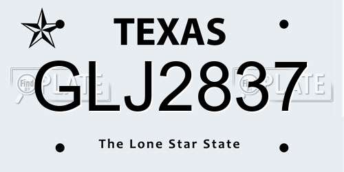 GLJ2837 Texas License Plate