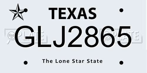 GLJ2865 Texas License Plate