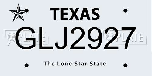 GLJ2927 Texas License Plate
