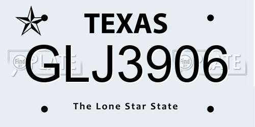 GLJ3906 Texas License Plate