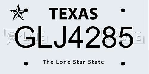 GLJ4285 Texas License Plate