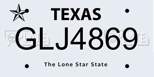GLJ4869 Texas License Plate