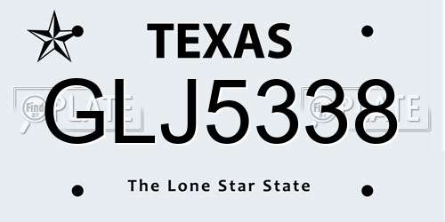 GLJ5338 Texas License Plate
