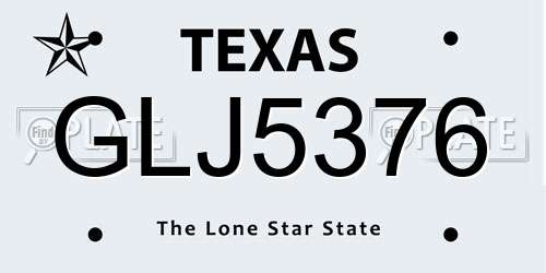 GLJ5376 Texas License Plate