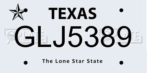GLJ5389 Texas License Plate