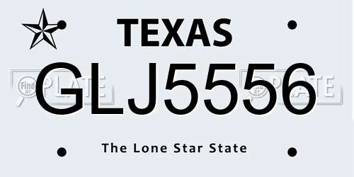 GLJ5556 Texas License Plate