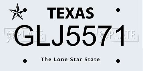 GLJ5571 Texas License Plate