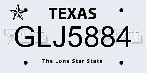 GLJ5884 Texas License Plate