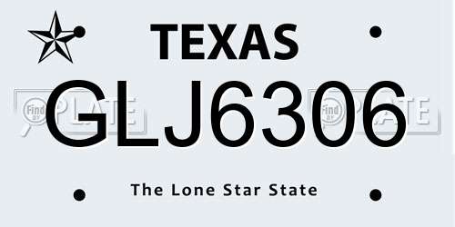 GLJ6306 Texas License Plate