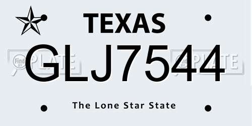 GLJ7544 Texas License Plate