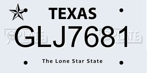 GLJ7681 Texas License Plate