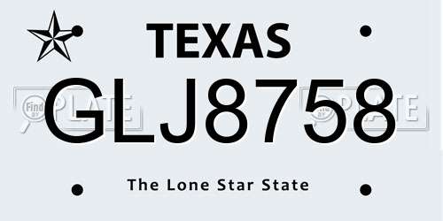 GLJ8758 Texas License Plate