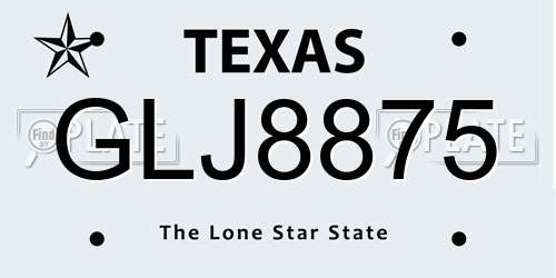 GLJ8875 Texas License Plate
