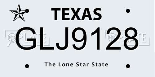 GLJ9128 Texas License Plate