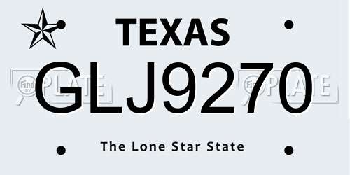 GLJ9270 Texas License Plate