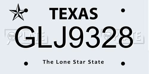 GLJ9328 Texas License Plate