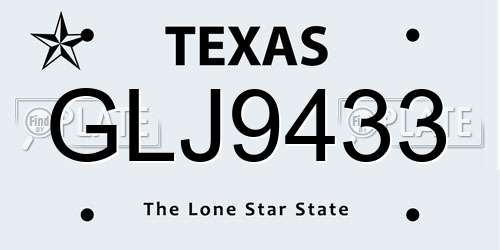 GLJ9433 Texas License Plate