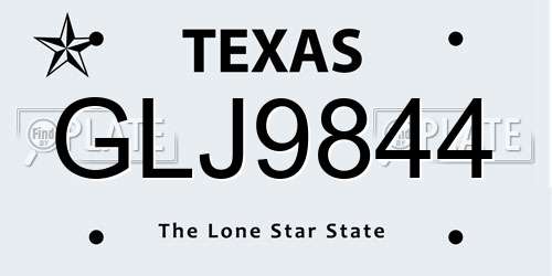 GLJ9844 Texas License Plate