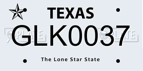 GLK0037 Texas License Plate