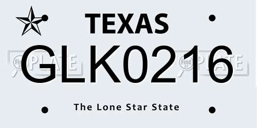 GLK0216 Texas License Plate