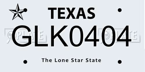GLK0404 Texas License Plate