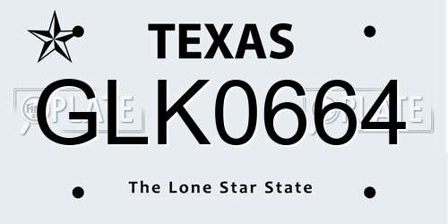 GLK0664 Texas License Plate