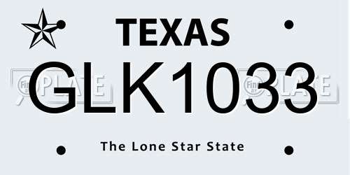 GLK1033 Texas License Plate