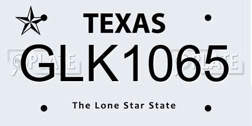 GLK1065 Texas License Plate