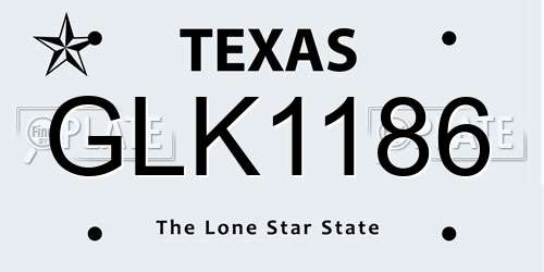 GLK1186 Texas License Plate