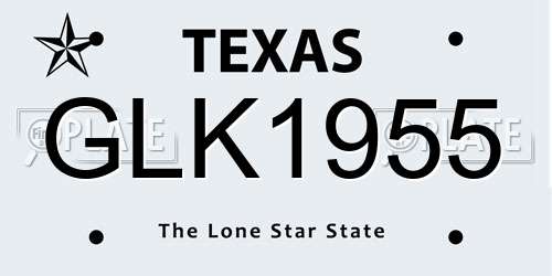 GLK1955 Texas License Plate