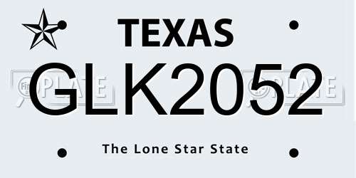 GLK2052 Texas License Plate