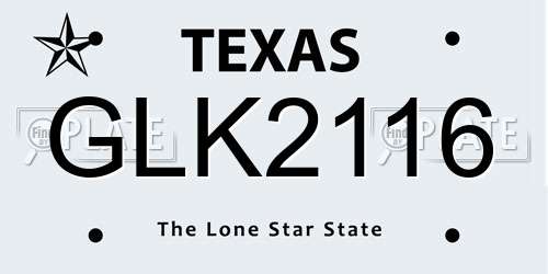 GLK2116 Texas License Plate