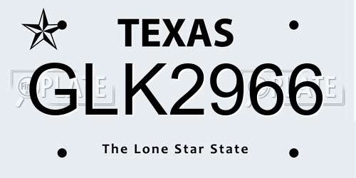 GLK2966 Texas License Plate